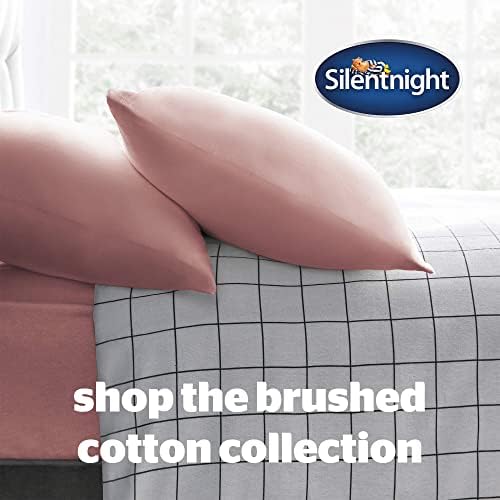 Silentnight 100% Brushed Cotton Double Fitted Sheet and Matching Pillowcase Set Blush Pink - Easy Care Luxury Linen Bottom Bedsheet - Elastic Hem to Snugly Fit Around Your Mattress