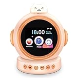 FLYQGGO AI Kids Alarm Clock with ChatGPT - Smart Voice Control Alarm Clock for Toddlers, Ok-to-Wake Sleep Trainer with Night Light, Music & Time Learning, Gift for Boys Girls Ages 3-12