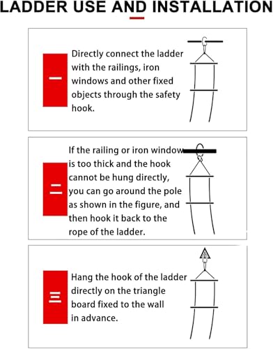 Strickleiter,Strickleiter Rettungsleiter,Aluminiumlegierung,Feuerleiter,Notausgangsleiter,Sicherheitsleitern,Schwer Entflammbare Feuerfeste Rettungsleiter,Tragfähigkeit bis zu 420 kg (15m)