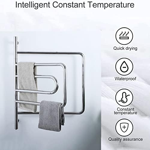 Polished 304 Stainless Steel Heated Towel Rack - Wall-Mounted 4 & 6-Bar Towel Warmer, Plug-in & Hardwired for Luxurious Spa Comfort, Modern Design, Fast Drying, Home Bathroom Essentials