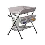 MeJa Baby Changing Table,Baby Changing Unit, Portable Folding Adjustable Changing Tables, Infant Care Station with Wheels and Storage,Diaper Organizer Station Table(Light Gray)