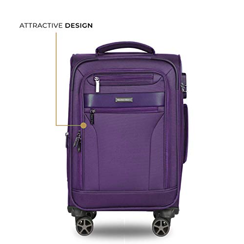 Image of Nasher Miles Berlin Expander Soft-Sided Polyester Luggage Set of 3 Trolley Bags (55, 65 & 75 Cm) (Purple, Blue, Black)