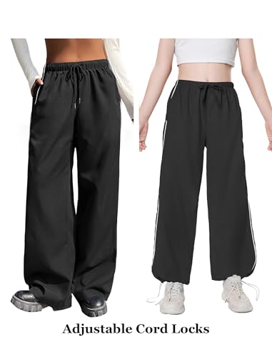Image of EXARUS Girls Parachute Pants Cargo Hip Hop Wide Leg Baggy Y2K Teen
