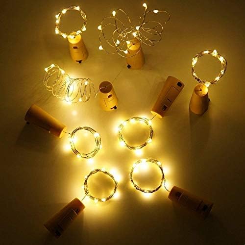 14 Packs Cork Lights for Wine Bottles, Bizoerade 39inch/ 100cm 20 LED Copper Wire Bottle Lights String Starry LED Lights for Bottle DIY, Party, Decor, Christmas, Halloween, Wedding- Warm White