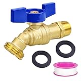 TMOK 1/4 Turn Large Flow 1/2' x 3/4' Outdoor Faucet-Brass Hose Bib Garden Faucet 1/2' MIP Inlet, 3/4' MHT Outlet,Teflon Tape & Washers Included,Water Hose Spigot,Valve,Frost Resistant and Leak Proof