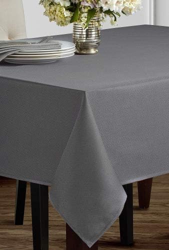 Benson Mills Beauvalle Extra Wide Spillproof Fabric Tablecloth (52" X 70" Rectangular, Grey)
