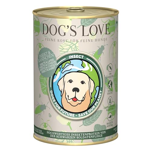 Dog's Love Nassfutter für Hunde | Insektensorte | 6 x 400 g | (6 x Insekt und Kaninchen)