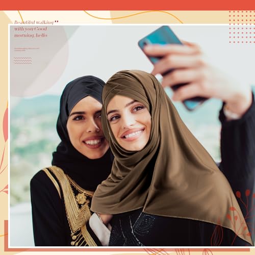 Funnysoft 3 Pcs Jersey Hijab for Women Muslim Milk Shreds Instant Hijab Lightweight Soft Head Scarf, Beige Brown and Black - Thumbnail 6