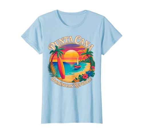 Punta Cana Dominican Republic Vacation T-Shirt, Women, Baby Blue, X-Small