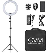 GVM 18" LED ringlamp met statief dimbaar 3200K-5600K voor Titok Vlog YouTube r...