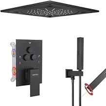 VANFOXLE Shower Faucet Set Matte Black Shower System,Shower Faucet with 2 in 1 Handheld,Ceiling Mount Dual Modes 11 Inch Shower Head Rain+Mist