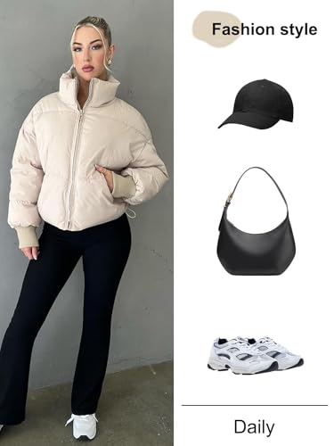 Image of Gihuo Women's Winter Cropped Puffer Jacket Coat Short Warm Quilted Jacket 2026