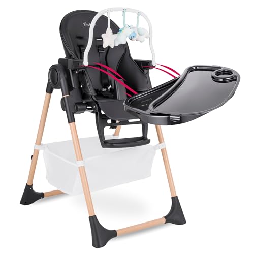 Suleno® Hochstuhl Baby mit Spielbogen und Ablage - Kinderstuhl mit Liegefunktion für Junge Eltern, Vielseitiger Kinderhochstuhl, Ergonomischer Baby Hochstuhl für Komfort und Sicherheit (Schwarz)