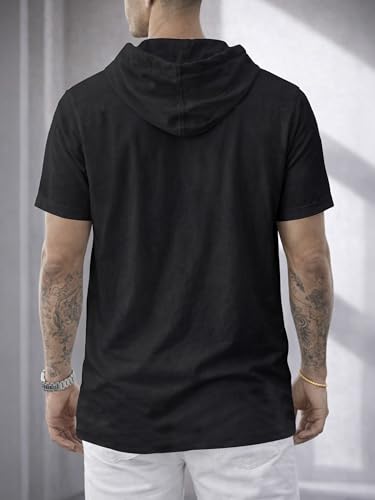 Image of Noble Monk Men's Half Sleeve Hooded Neck T-Shirt | Regular Fit Casual Summer Wear Hoodie Tee for Men