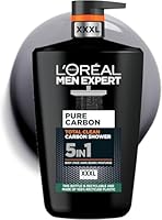 L'Oreal Paris Men Expert Pure Carbon 5-in-1 Body Wash & Shampoo XXXL 1L, Daily Shower Gel, for Cleansing Body, Face, Hair & Beard, Recycable Bottle made of 100% Recycled Plastic