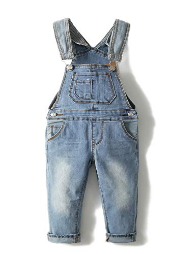 KIDSCOOL SPACE Baby Boy Girl Jean Overalls,Toddler Slim Cute Denim Jumper,Blue,12-18 Months