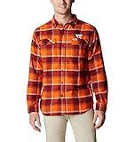 Columbia Men's Collegiate Flare Gun Flannel Long Sleeve Shirt, VT - Deep Maroon Plaid, XX-Large
