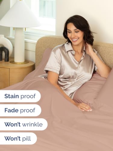 Image of Extra Deep Pocket Cal King Size Sheet Set - Breathable & Cooling - Mauve