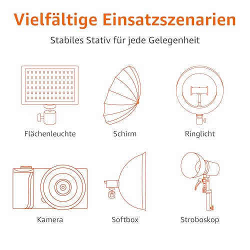 Lampenstativ Amazon Basics 2er-Pack aus Aluminium, 2,04 m für Kamera