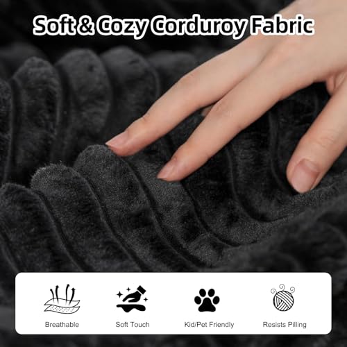 Image of 134 inch Boneless Couch for Living Room, Oversized U Shaped Modular Cloud Sofa with Deep Seat, 6 Seater Convertible Memory Foam Couches, No Assembly Plush Corduroy Sofa (Black)