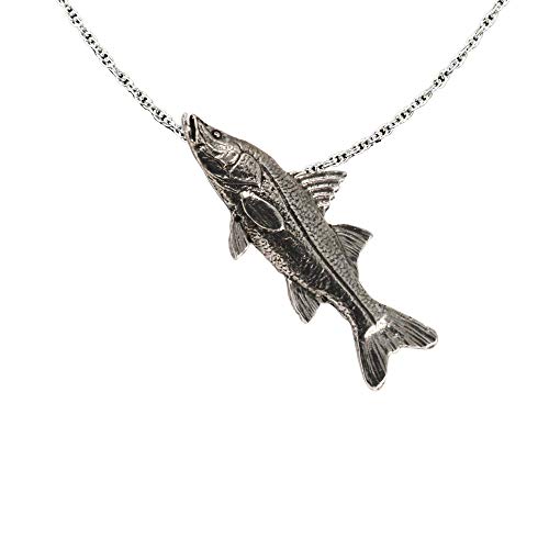 Snook Pendant, Pewter, 2 Inches, 100% Handmade in the USA, Saltwater, Fishing, Realistic, Metal, Necklace, Charm, Over 3100 Unique Designs