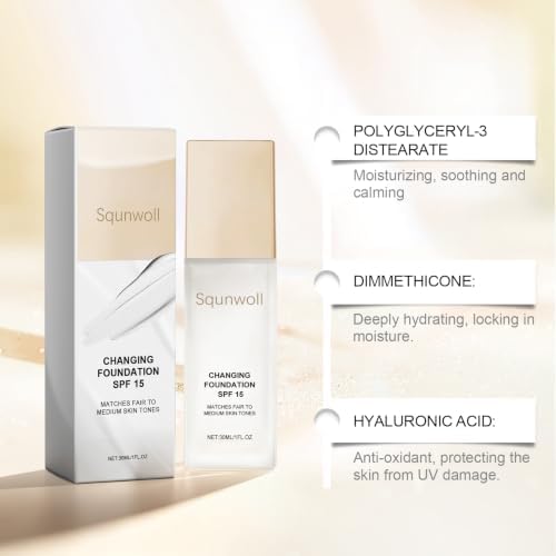 Color Changing Foundation for Mature Skin, Concealer Cover Cream, Hydrating and Lightweight Liquid Foundations, Tone Suitable for All Skin Types,1 Bottle - 3