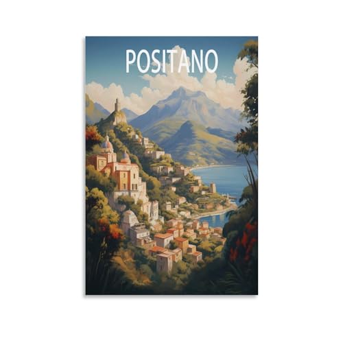 Poster Positano vintage sur toile 50x75 cm décoration murale salon