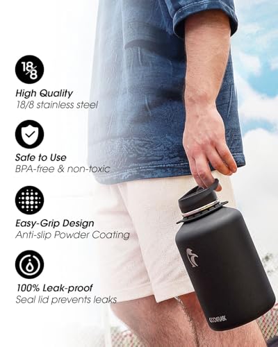 Image of Coolflask Half Gallon Water Bottle Insulated Stainless Steel with Strap