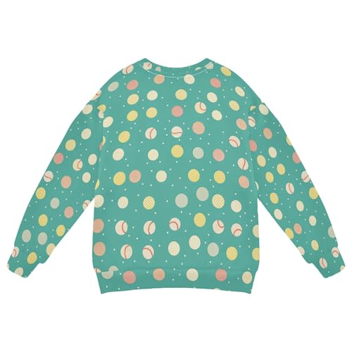 JUNZAN Cute Baseball Dots Green Big Boys Hooded Sweatshirt Crewneck Outerwear for Kids Athletic 4T2