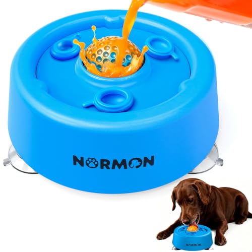 [2026 Upgrade] Dog Lick Bowl Slow Feeder for Liquid Treats [Strong Suction & Enrichment Rolling Ball], Interactive Slow Feeder Dog Licking Bowl Toy for Small Medium Large Dogs with Anxiety & Boredom