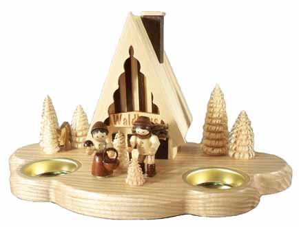 Maison fumante en bois déco chalet de montagne avec bougies chauffe-plat