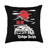 JDM Tokyo Japan Drift Race Car Tuning Retro Vintage Graphic Throw Pillow