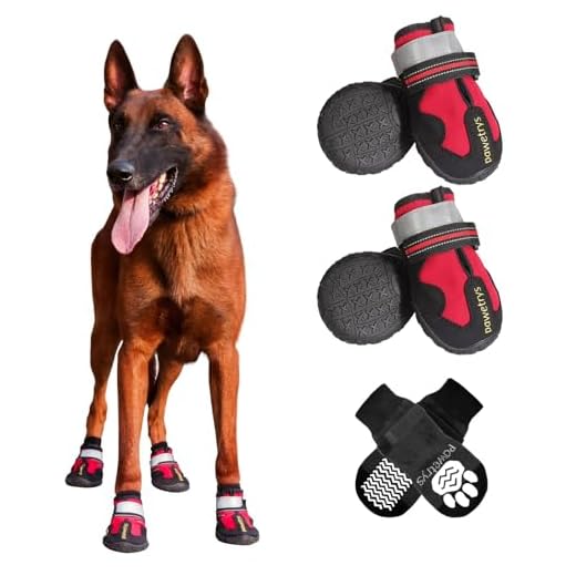 Pawetrys Dog Shoes with Anti-Slip Socks, Waterproof Dog Boots with Adjustable Reflective Straps, Comfortable and Breathable Paw Protectors for Varied Complex terrains, 4PCS, Size 8
