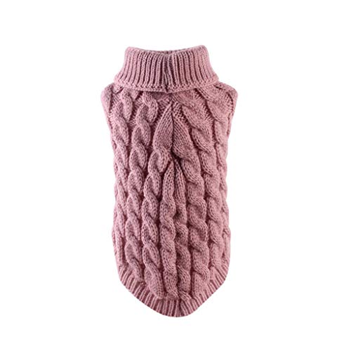 Hundepullover, Winter Warmer Hundepullover Kleine Hunde Rollkragen Strickpullover Hunde Pullover Weich Hundekleidung Hundepulli Hund Kleidung für Kleine Mittelgroße Hunde und Katzen (Hot Pink, M)