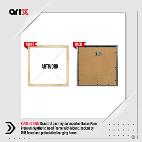 Image of ArtX Paper Motivational Quotes Wall Frame Art Painting, Framed Paintings For Home Office Decor 19 X 19 inches, 9.5 X 9.5 each, Multicolor Posters With Frame, Set of 4 (Work Hard)