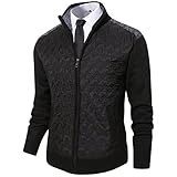 Msmsse Men's Full Zip Cardigan Sweater for Men Causal Thick Slim Fit Knitted Sweaters Jacket Black XXL