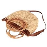 Gavigain Rattan Women's Bag Vintage Fashion Semi circle Bag Beach Travel Bag Hand Woven Shoulder Bag Suitable for storing small accessories, cosmetics or handheld items