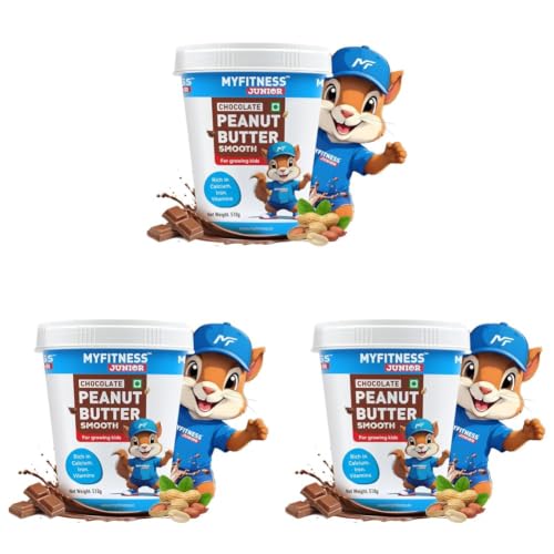 Image of MYFITNESS Peanut Butter Junior Chocolate Spread Smooth 510g | Specially Made for Kids & Teens | Rich in Calcium, Iron, Vitamins & Minerals | Healthier Choco Spread for Breakfast, Snacks & Lunch Box