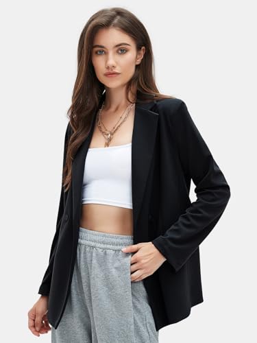 EXLURA Women's Business Casual Blazers Lightweight Long Sleeve Knit Lapel Loose Fit Work Office Suit Jackets with Pocket 20253