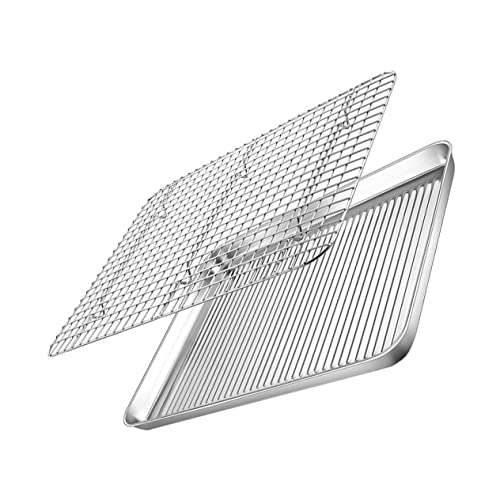 Ipetboom 1 Set Stainless Steel Baking Rack Set Multi Function Wire Cooling Rack for Baking Roasting Grilling Dishwasher Safe for Cakes Biscuits More