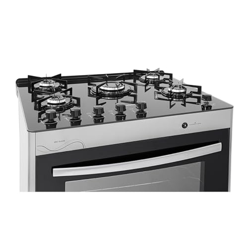 SUGGAR FOGÃO NEO GLASS PRATA MESA DE VIDRO 5 BOCAS TREMPE 6 APOIOS ACENDIMENTO AUTOMÁTICO FGVNG510PRIX