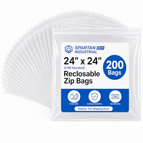 24" X 24" Extra Large Reclosable Zip Plastic Poly Bags (200 Count) - 2 Mil