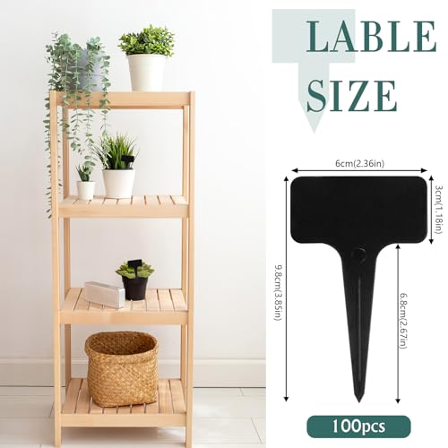 100Stk Pflanzenschilder, Plastik Pflanzenschilder zum beschriften, Wetterfest T-Form Beschriften Stecketiketten für Draussen,Garten Pflanzenmarker, Saatgut Beschriftungsschilder