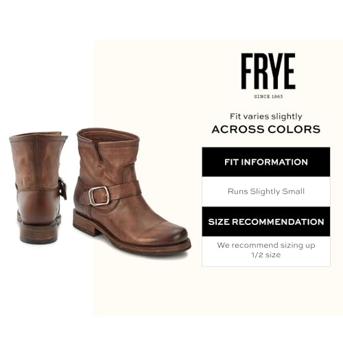 Image of Frye 5 inch Veronica Booties for Women - Full-Grain Brush-Off Leather with Antique Metal Hardware and Rubber Outsole, Genuine Stitch Welt Construction