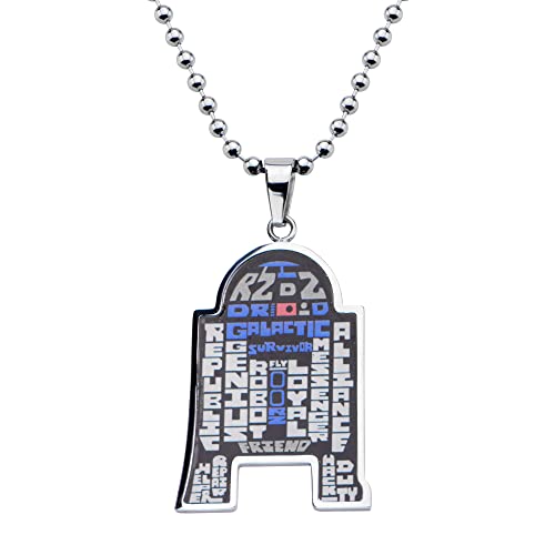 Star Wars Jewelry Unisex R2D2 Stainless Steel Enamel Wordings Chain Pendant Necklace #TOP3