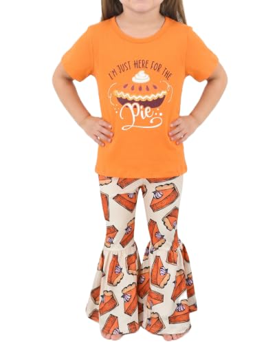 Image of Unique Baby 2 Piece Girls Bell Bottom Leggings Outfit with Short Sleeved Shirt Kid and Toddler Clothes Set