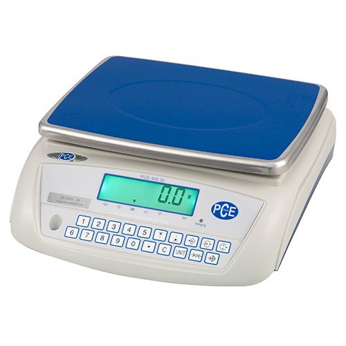 PCE Instruments PCE-WS 30 Tabletop Scale, for Weighing Applications, Measures up to 30 kg, Along with a Clear LCD Display and Tare Function