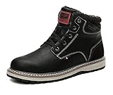  AX BOXING Winterschuhe Herren Warm Gefüttert Wanderstiefel Draussen Schneestiefel Trekkingschuhe Gr.41-46 (Schwarz(Futter), Numeric_43)