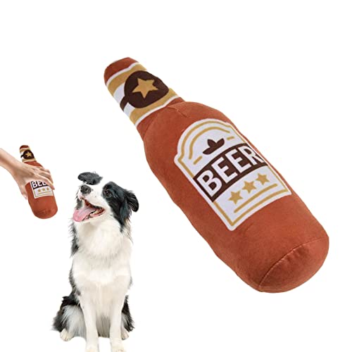 Brinquedos para cães com barulho, garrafa de vinho, brinquedo de pelúcia para cães com tecido macio