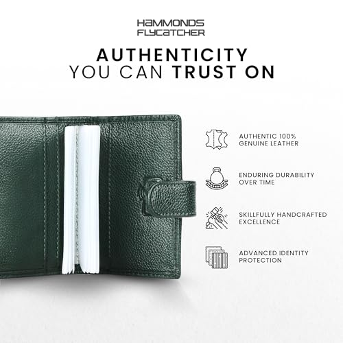 HAMMONDS FLYCATCHER Genuine Leather Card Holder Wallet for Man & Women, RFID Protected ATM/Credit Card Holder Wallet for Men with 18 Slots, Gift for Men, Father, Husband, Boyfriend - Green 6 41d6gbuU5SL
